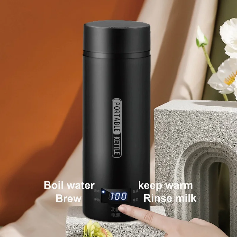 Hervidor de agua eléctrico inteligente, tetera portátil de viaje de 450ml, 100 °C, con ajuste de temperatura, 220V