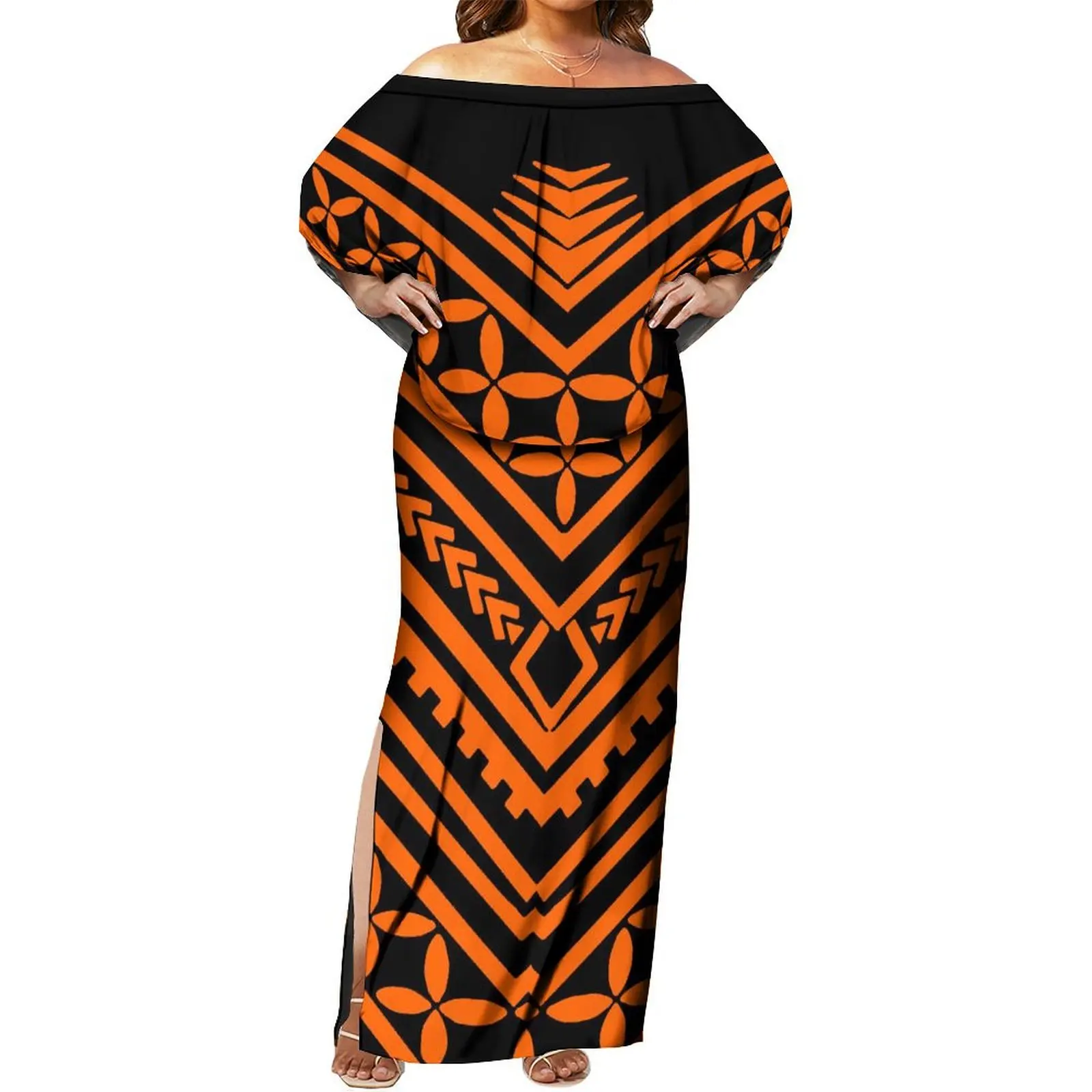 Women'S Cape Dress Polynesian Islands Design Print Samoa Fashion Women'S Business Dinner Evening Dress 