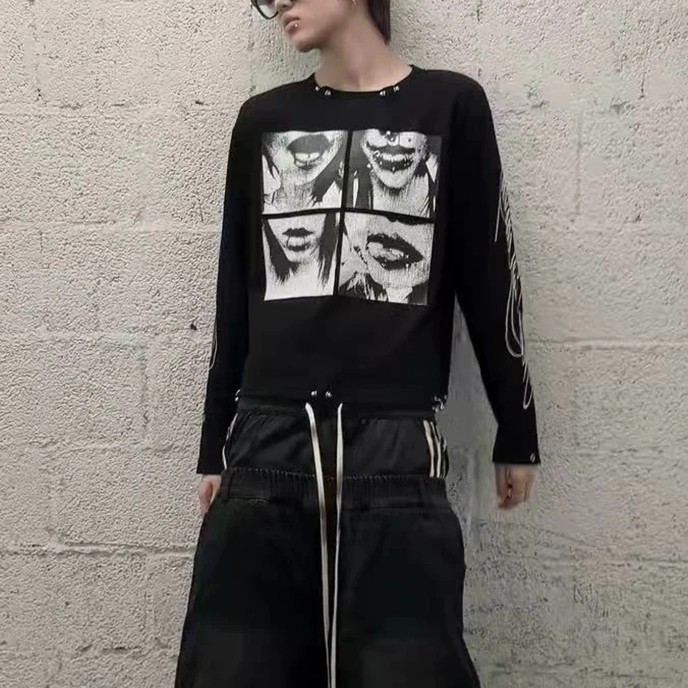 秋・冬にぴったりのゴシック調ポートレートプリント、Y2K風の - Men'S Fashion T Shirts のレビューと価格