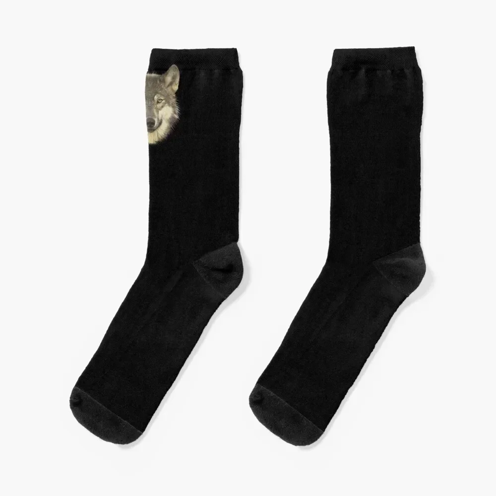 Wolf head, popular animal designs, nature fan shirts Socks fashionable men cotton high quality loose colored Women's Socks Men's