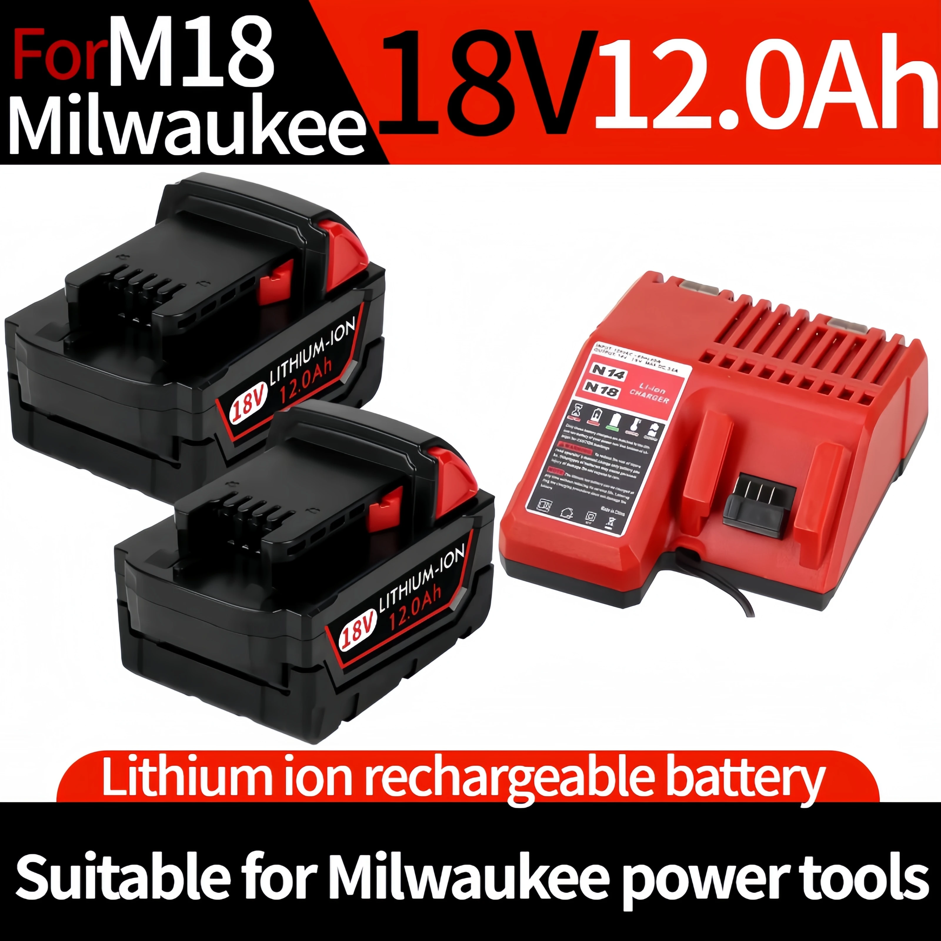

For Milwaukee M1818V 6000mAH Replacement✅For Milwaukee M18B5 XC Li-ion battery⚡M18B 48-11-1815 48-11-1850 2604-22⚡