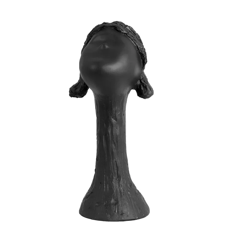 Modern Minimalist Deep Breath Figure Black Sculpture Little Girl Model Room Sales Living Room Study Decoration Ornament