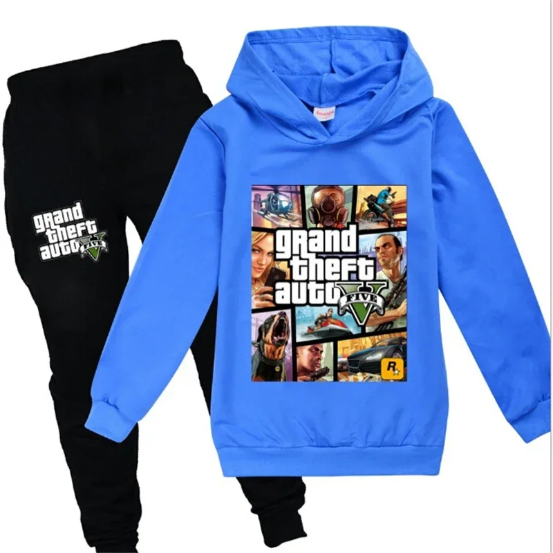 Grand Theft Auto V GTA 5 Kids Pullover Clothes Sweatshirts+Pants 2pcs Sets Boys Cartoon Children Toddler Clothing Girls Outfits