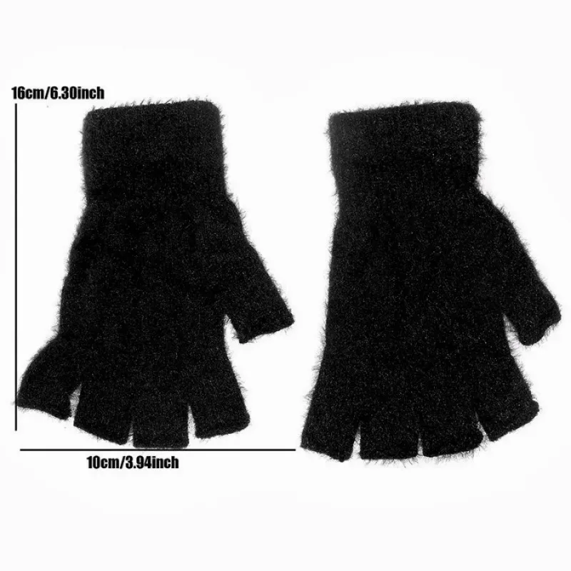 Driving Outdoor Sports Women Men Half Finger Winter Imitation Mink Cashmere Gloves Touch Screen Writing Woolen Warm Mittens