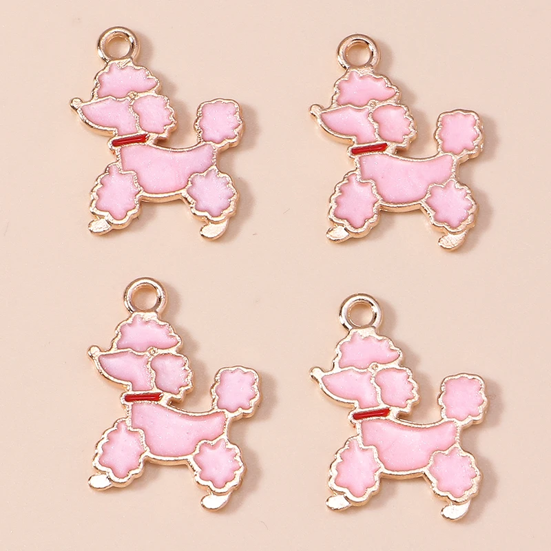 10pcs 15*20mm Cute Enamel Animal Pets Poodle Dog Charms for Earrings Necklaces DIY Handmade Jewelry Accessories