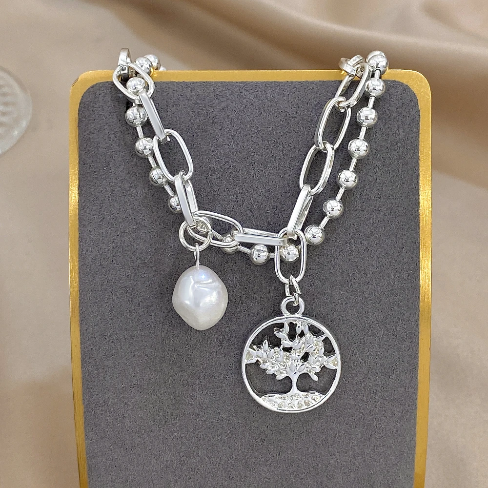 Trendy Women's Bracelet Pearl Tree of Life Pendant Silver Color Bracelet Wrist Jewelry Perfect for Casual Attire or Parties