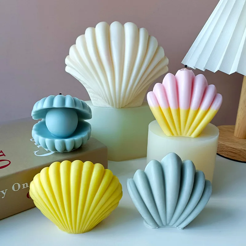 3D pearl shell silicone mold DIY shell-shaped aromatherapy candles, diffuser stones and handmade gifts
