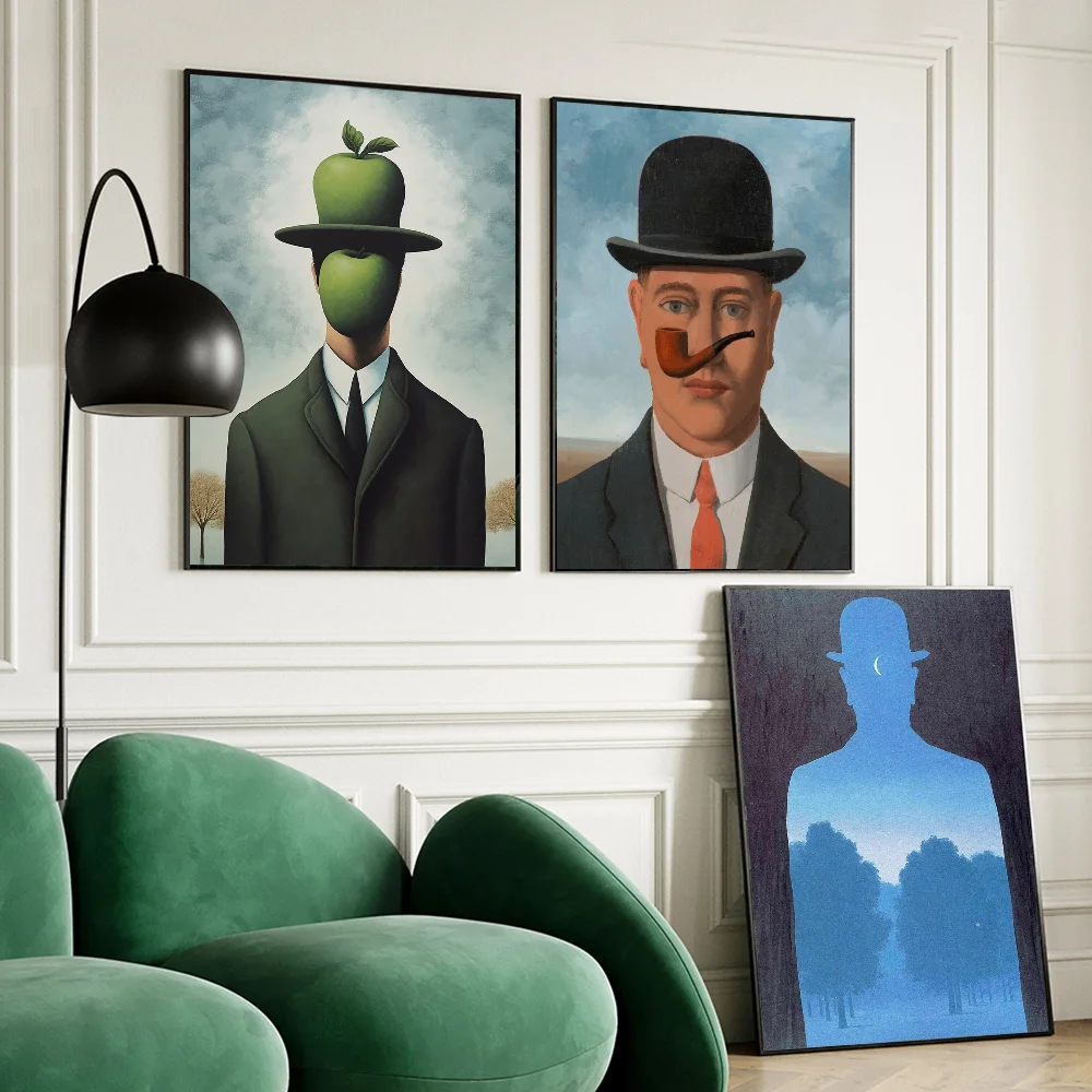 Scandinavian minimalist Rene Magritte surrealist Anime Posters Sticky Waterproof Paper Sticker Coffee House Bar Room Decor