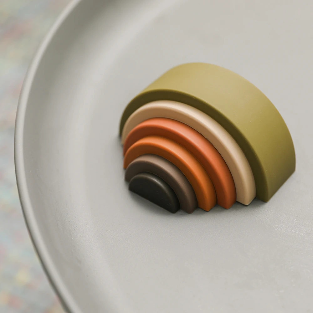 Montessori Baby Toy Stacking Building Blocks Toys Silicone Matching Creative Toys Game Edible Early Educational Toys Baby Gifts