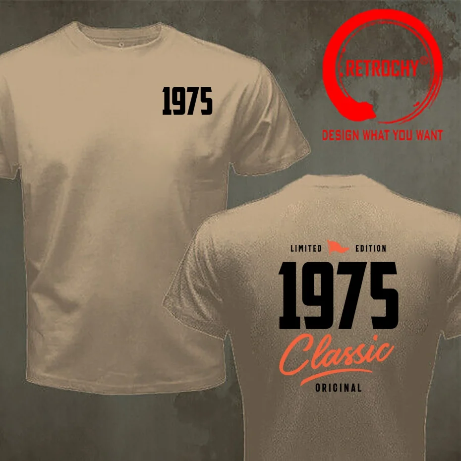 Vintage 1975 Classic Birthday Gift T Shirt Men Fashion Trendy Casual Clothing Stylish Tops Tee Shirt Leisure Tshirt Men's T-Shir