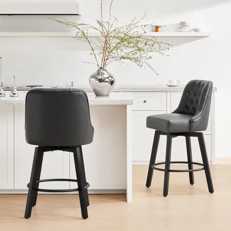 Counter Height Swivel Barstools with Back,Seat Height Upholstered Fabric Bar Stools for Kitchen Island,