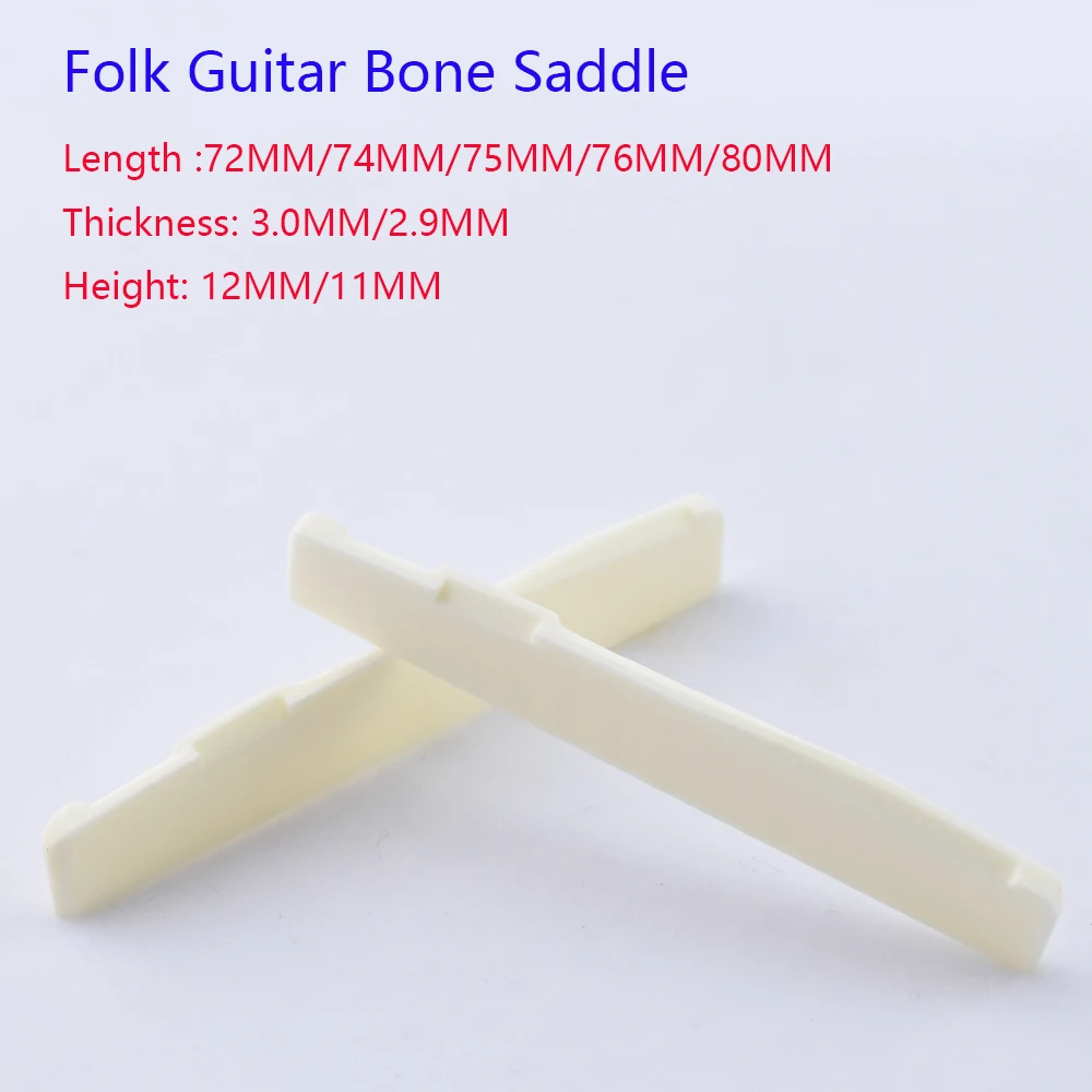 1 Piece Real  Bone  Bridge Saddle  For Folk  Acoustic  Guitar   72MM/74MM/75MM/76MM/80MM