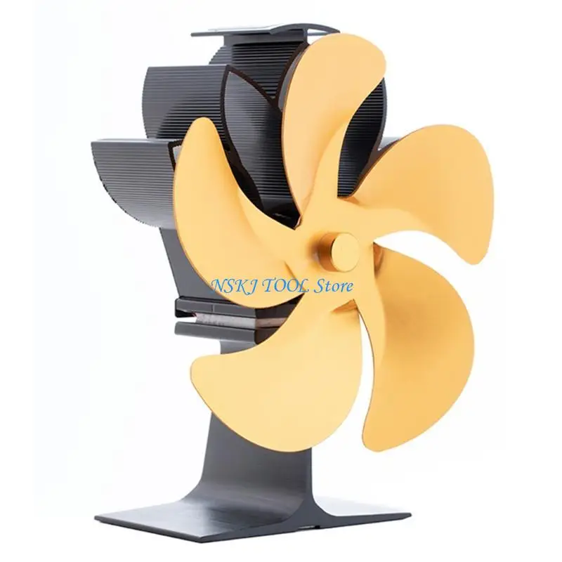 L8RC 122 درجة فهرنهايت مروحة موقد ذات 5 شفرات تبدأ بالخشب الصامت الذي يعمل بالحرارة وهادئ ومنخفض الصيانة #3