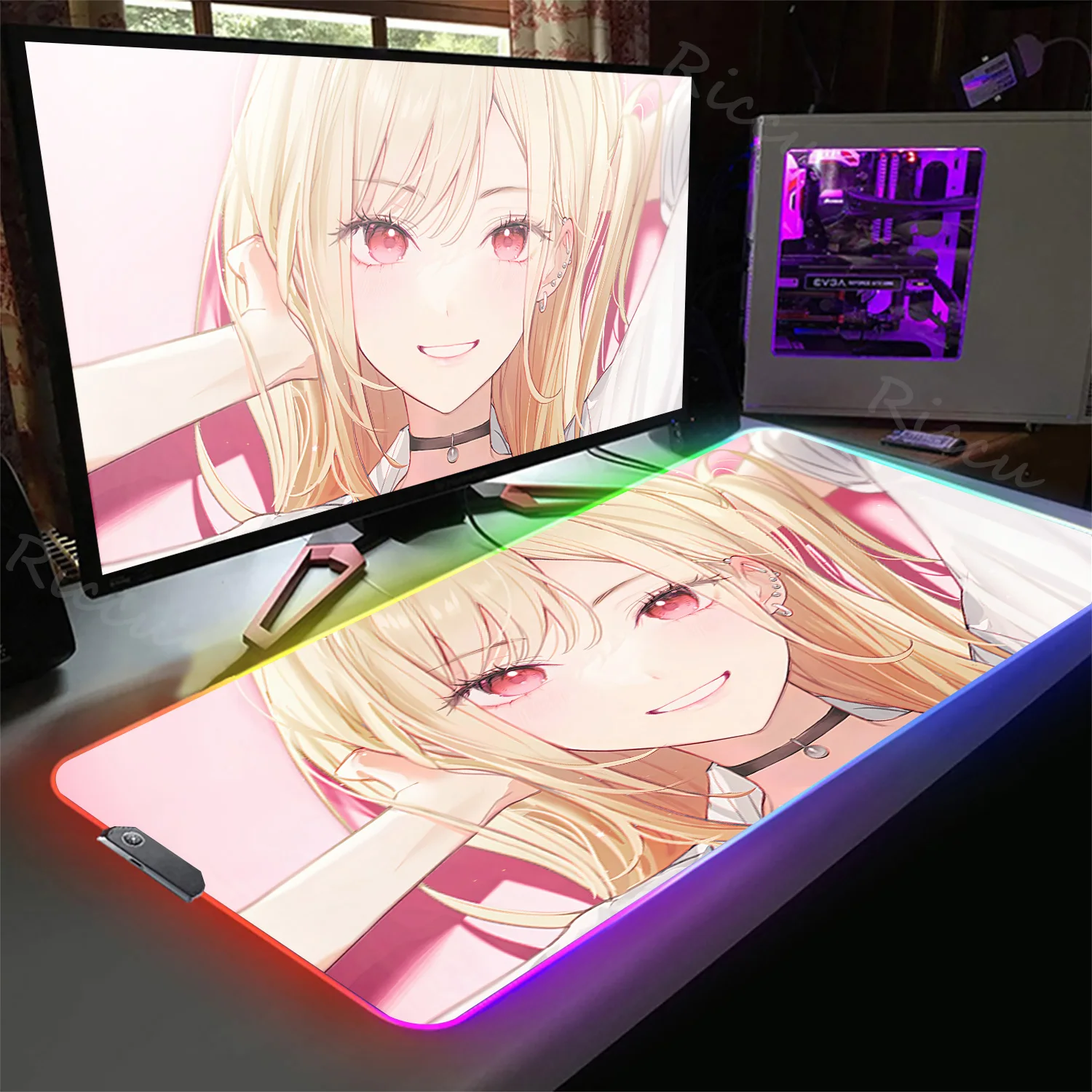 RGB  Mousepad Marin Kitagawa Office Mouse Mats Laptops Large Mouse Pad Desktop Gaming Extended Pad Table Pad