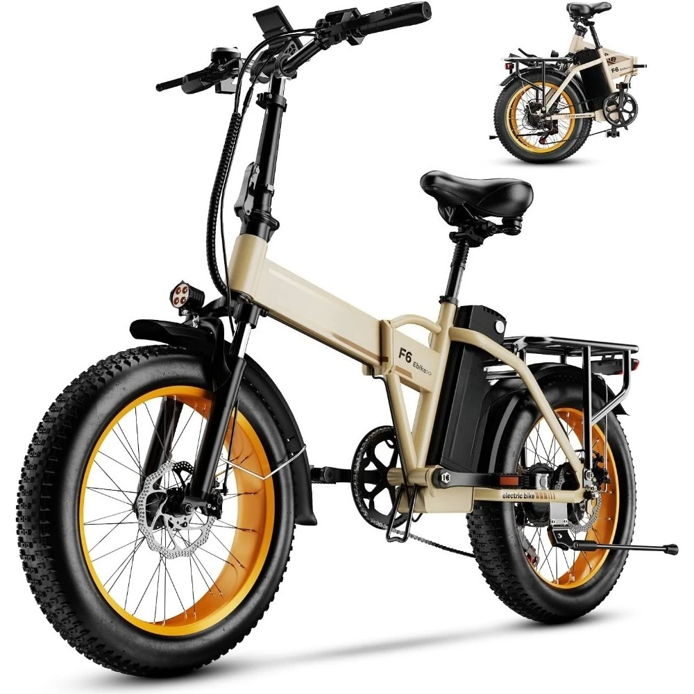 

1000W Folding Electric Bike, 48V 20AH Large Removable Battery E Bike, 30+MPH, 80 Miles Max Range, 20" Fat Tire Electric Bike