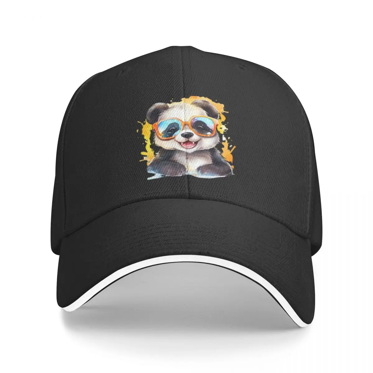 Happy Cute Panda With Sunglass A Baseball Caps Hat