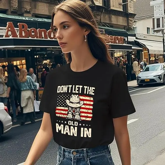 �Mein Hund hat gesagt: Du bist eine Schlampe“ – Grafik-T-Shirt für Damen und Herren, Y2K, lustig, „Don't Let The Old Man in Us“-Flaggen-Spruch-T-Shirt, Neuheit, Geschenk, Oberteile – Detail 9