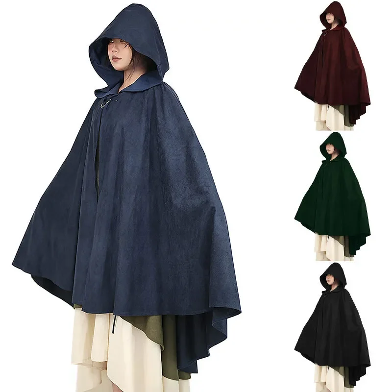 

Hood Cloak Cosplay Medieval Long Cape Halloween Party Women Women Adult Long Mage Witchcraft Wicca Robe Conceal Gown Reenactment