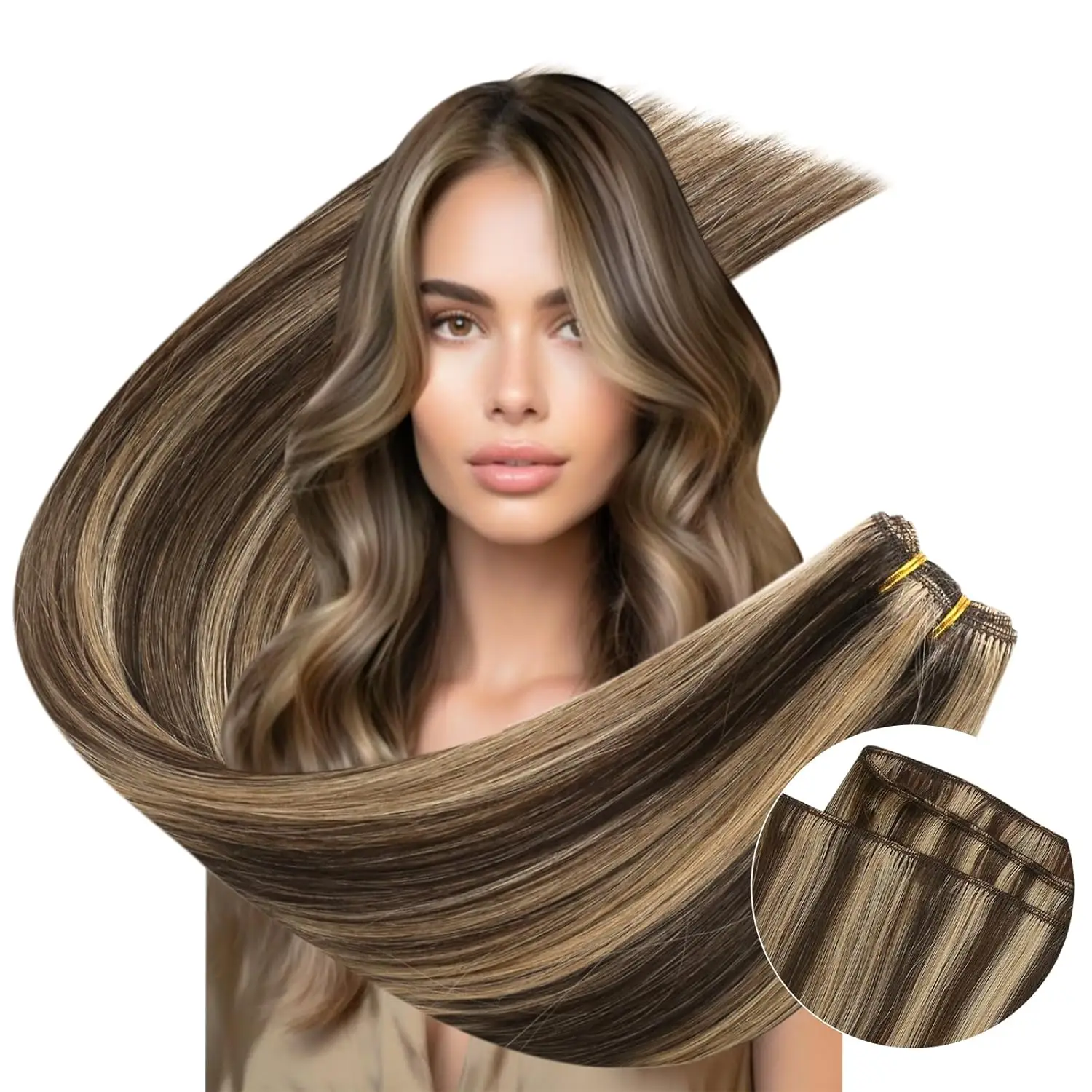 Ugeat Hair Weft Human Hair 100% Real Human Hair 14-24