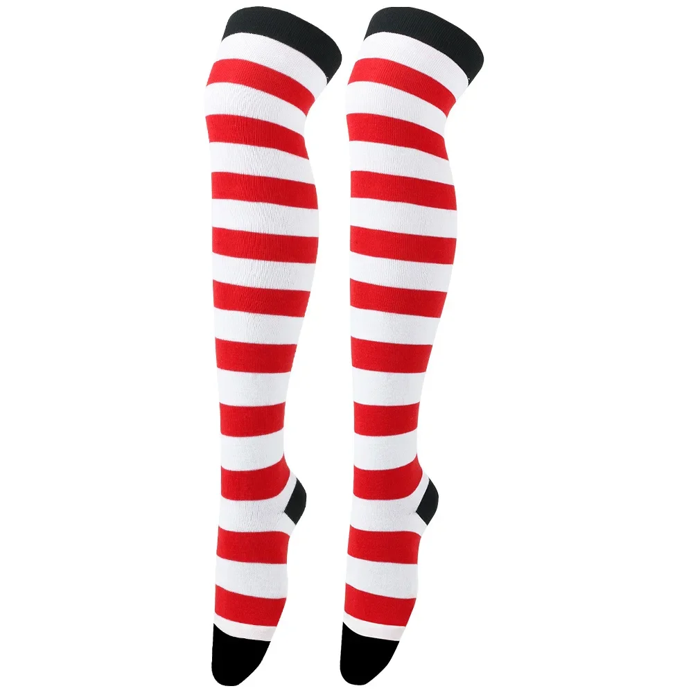 Overknee-Strümpfe für Damen, gestreift, für Damen und Mädchen, schwarz, weiß, rosa, lange Socken über dem Knie, Femboy Cosplay, Lolita, Harajuku, Y2k