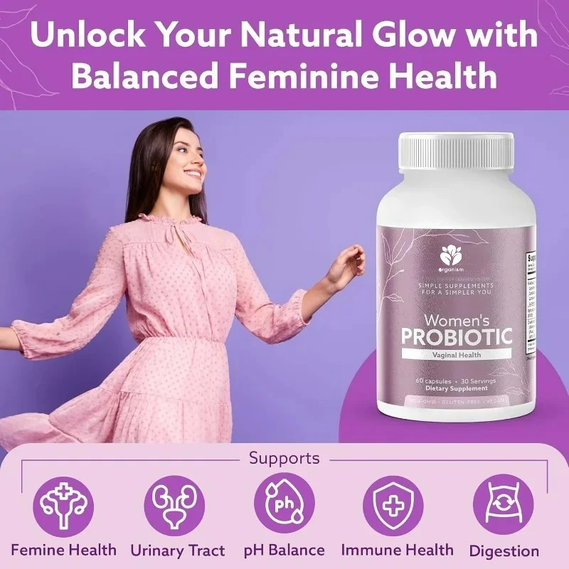 Women's probiotics contain prebiotics, cranberries - for health, gut microbiota, 60 capsules