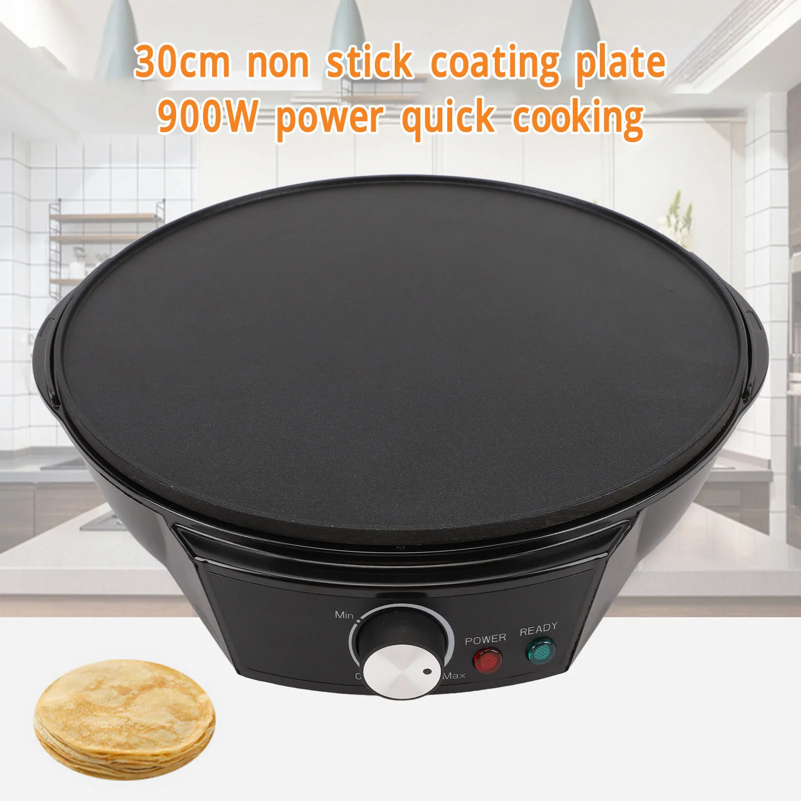 ماكينة صنع كريب الشواية الكهربائية 11.8 بوصة 900 وات مع التحكم في درجة الحرارة القابلة للتعديل Blintzes Pancakes Tortilla Spatula Batter