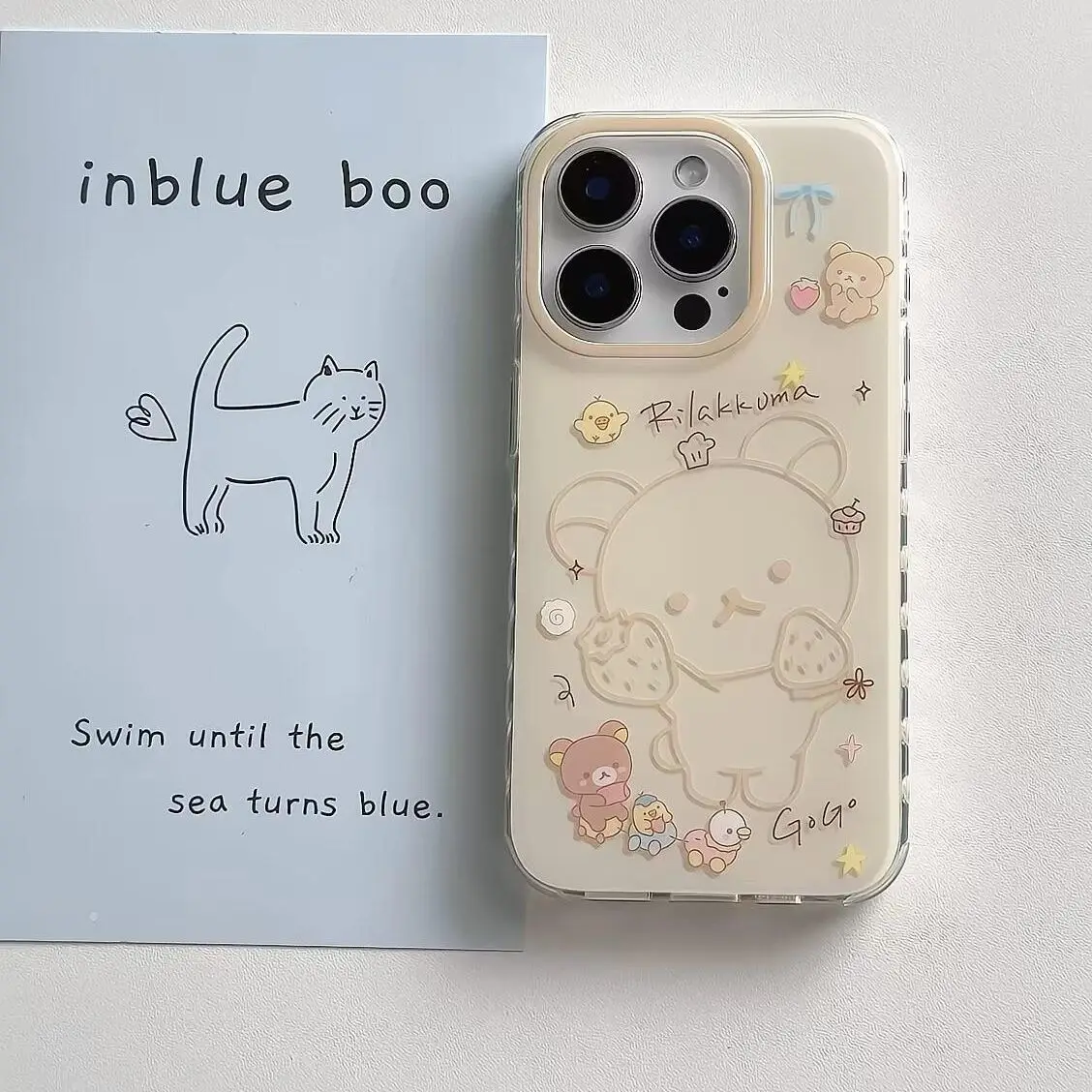 INS Japón coreano lindo fresas líneas relajadas oso funda de teléfono para iPhone17 16 15 14 13 12 11Pro Max Plus minimalismo Y2k cubierta