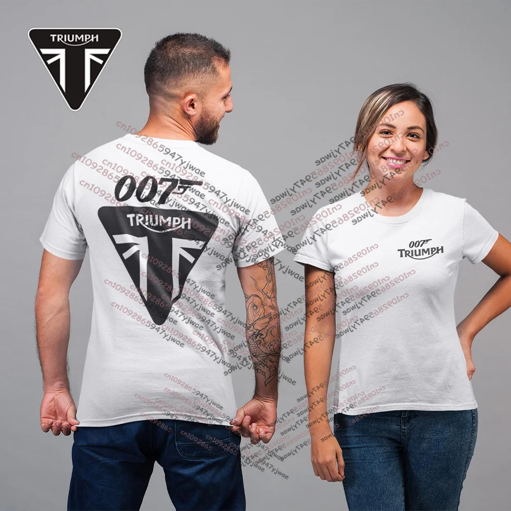 New 007 X Triumph T-shirt Vintage James Bond Graphic Top Retro Movie Shirt Film Fans Men Women T-shirts Motorcycle Style Apparel