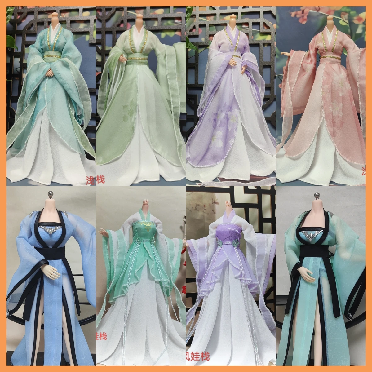 1/6 Scale Sweet Ancient Style Strapless Dress Elegant Wide Sleeved Long Style Hanfu For 12inchs tbl Bjd Action Figure Body Model