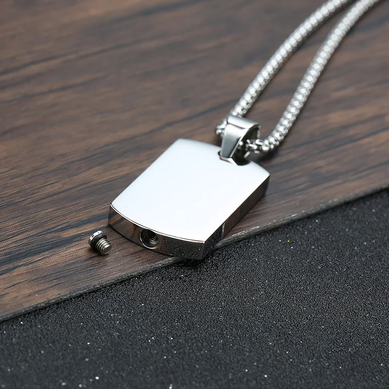 Men Dog Tag Urn Necklace,Stainless Steel Ashes Cremation Urn Pendant Necklaces with Funnel,Commemorative Jewelry Gifts