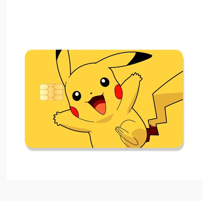 Autocollants Pokémon Anime pour carte de crédit, autocollants Kawaii, carte bancaire de débit, autocollant de couverture de protection, puce grande et petite