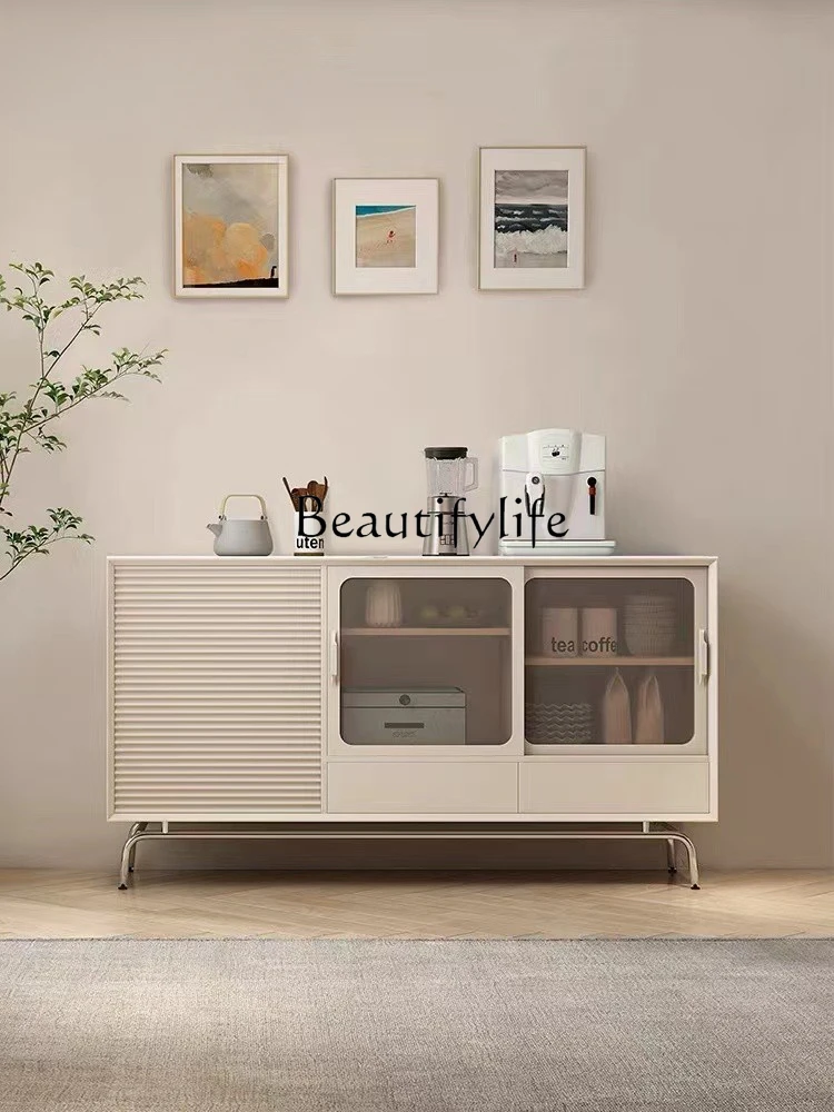 

French Style Solid Wood Sideboard Simple Storage Entrance Cabinet Cream Style Living Room Tea Storage Cabinet