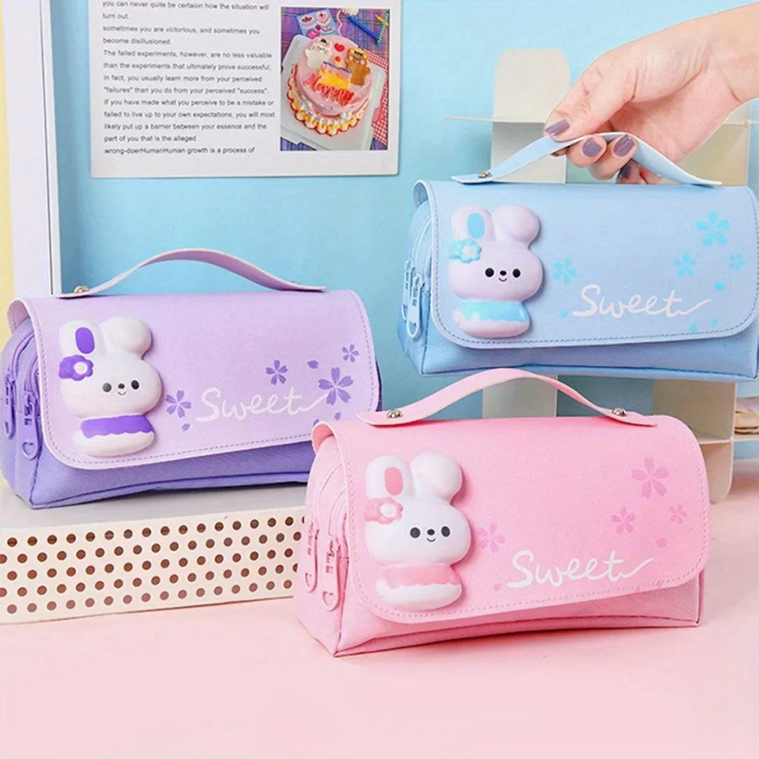 Imagem -02 - Impermeável 3d Lápis Case para Meninas Descompressão Pen Pouch Bonito Material Escolar Caixa Organizadora Estética Papelaria Kawaii