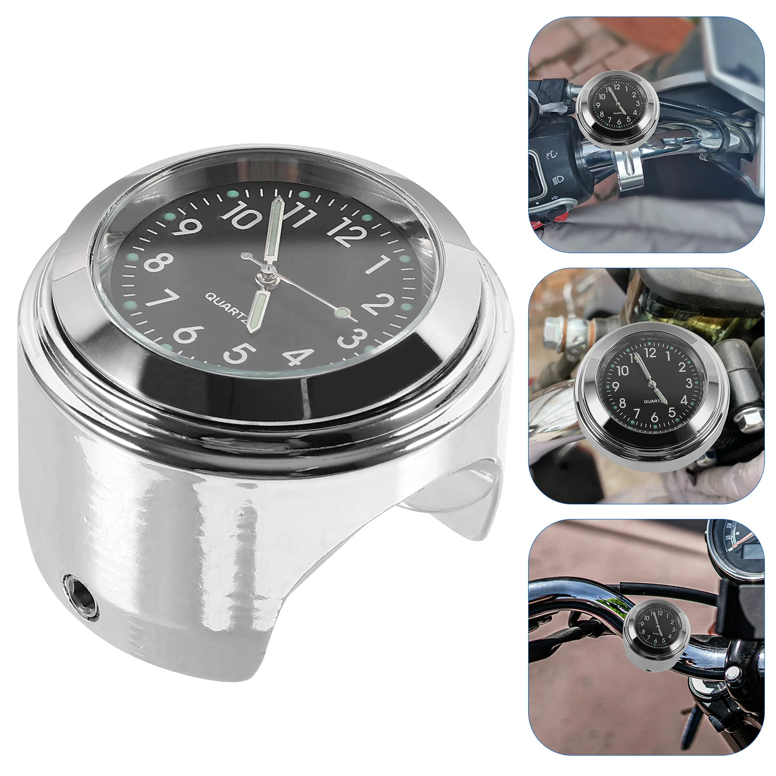 Motorcycle Clock Time Wall Clocks Aluminum Watch Handlebar Replacement for Alloy