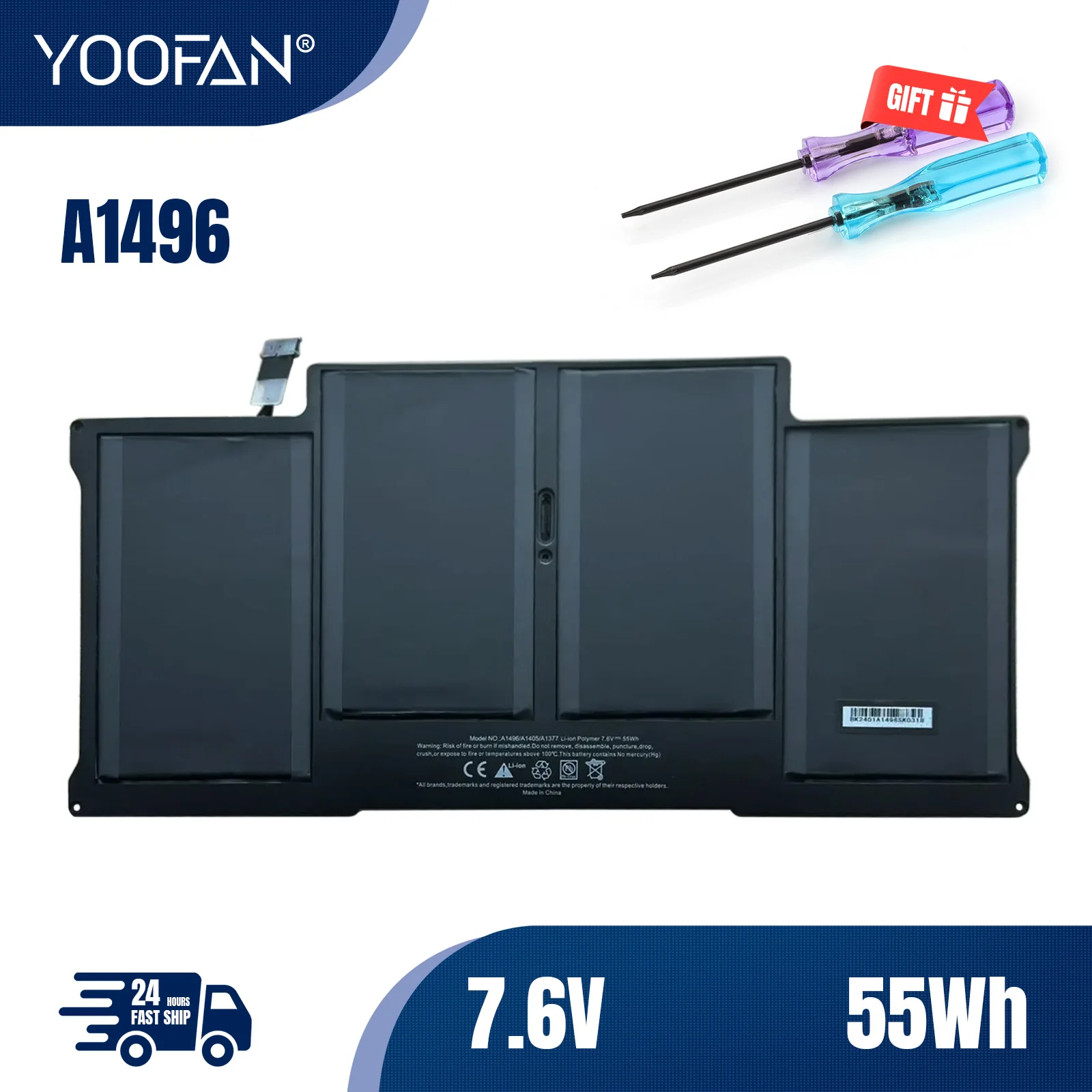 YOOFAN Venta CALIENTE Nueva batería de ordenador portátil A1496 para Apple MacBook Air 13 