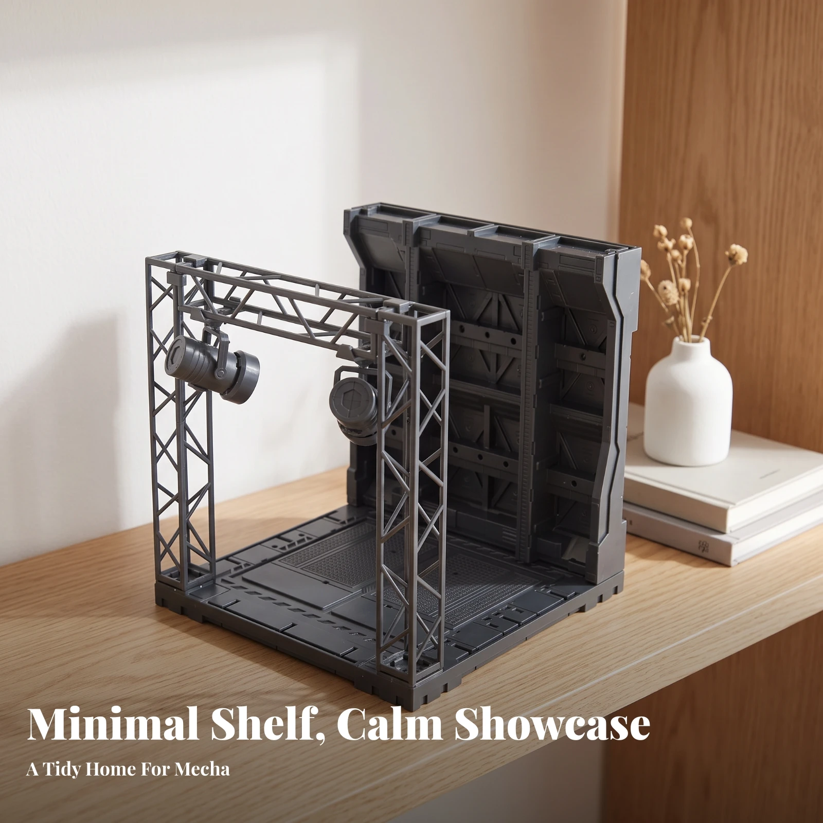 Display Industrial-Style Robot Hangar Display Diorama Base with Spotlight Lights Compact for Model Builders