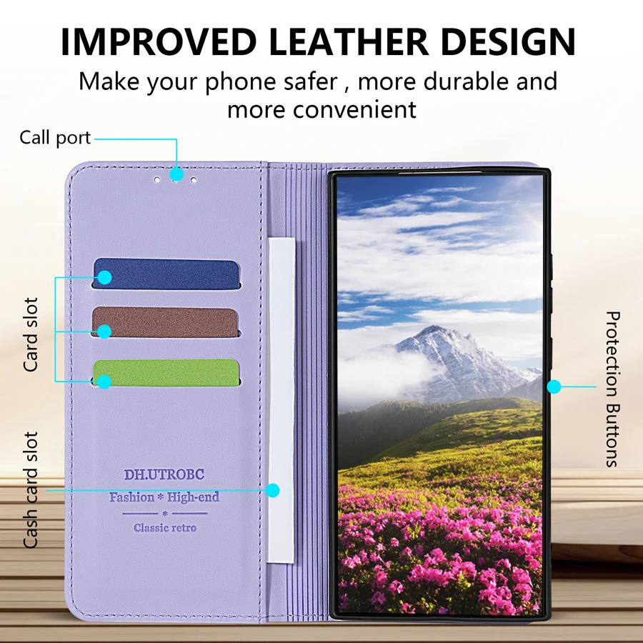 Hautfreundliche Brieftaschenhülle mit Kartenfach und Magnetverschluss aus Leder für Samsung Galaxy S26 FE S25 Ultra S24 A08 A17 A18 A36 A37 A56 A57 – Detail 3