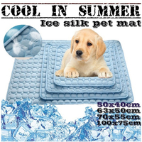 Pet Cooling Mat Dog Cat Sleeping Pad Cool Ice Silk Moisture-proof Mattress Cushion Summer Small Animal Cold Bed 5 sizes