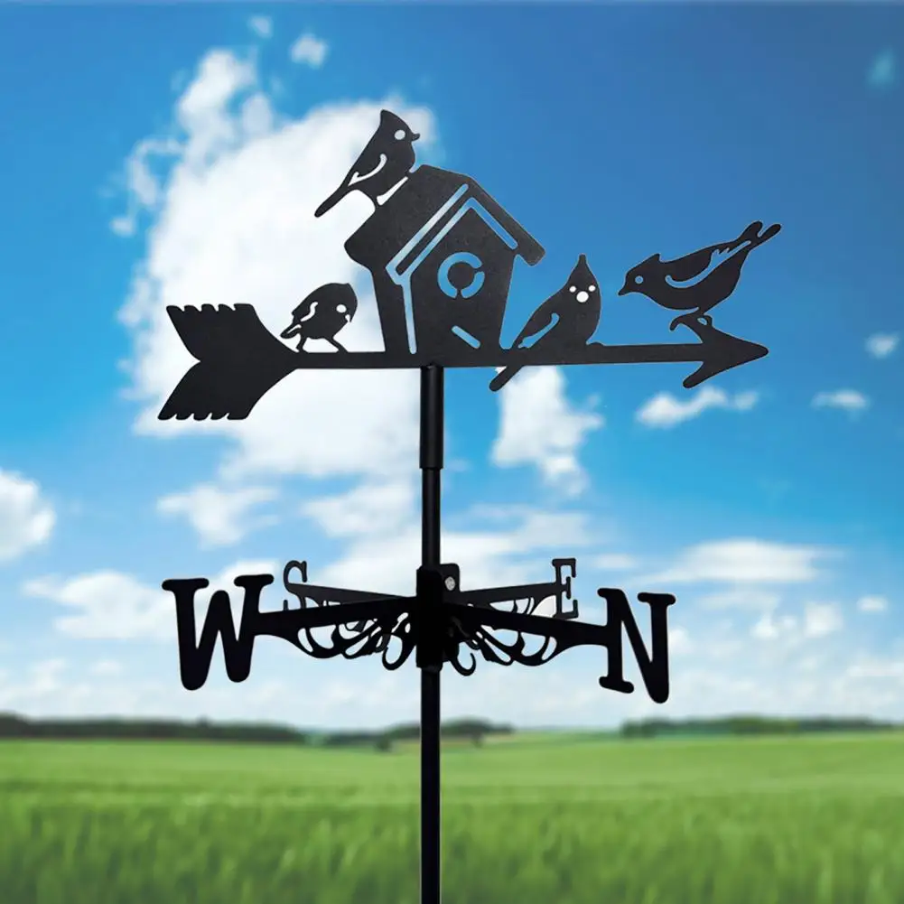 Garden Wind Vane Farmhouse Style Weather Vane Rustic Iron Birdhouse Wind Vane with Ground Stake Outdoor Garden Weather for Lawn