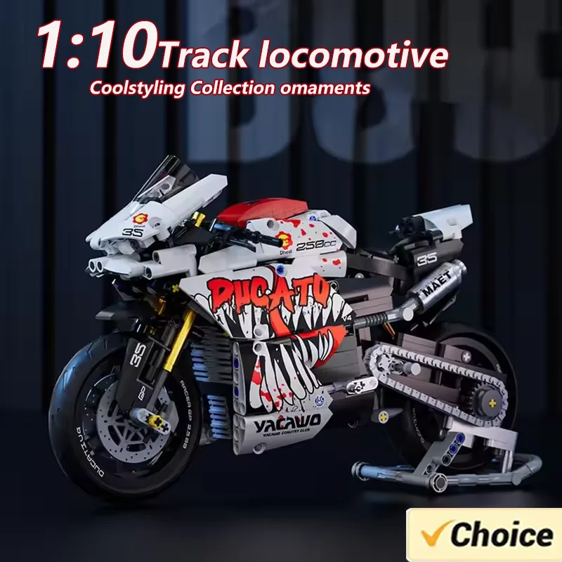 Technic Series Red Motorcycle Building Blocks Set Super Motorbike Model Kit Racing Assembled Toy Christmas Small Gifts To Guests