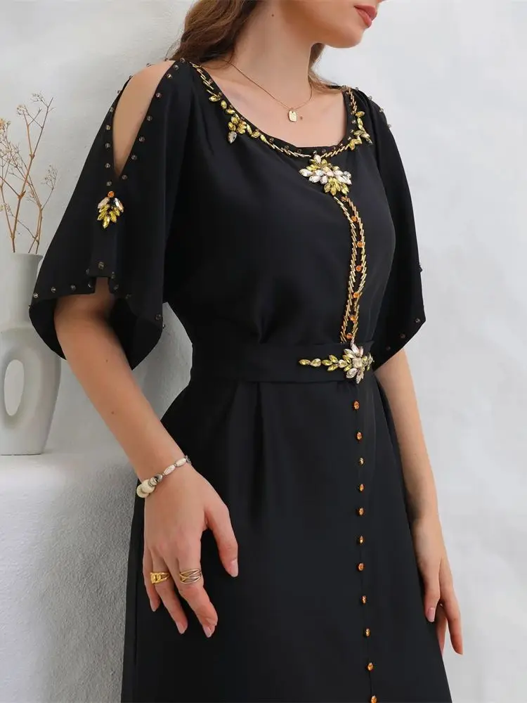 Ramadan Eid czarna satynowa Abaya dubajska indyk sukienka muzułmańska Kaftan Abayas sukienki afrykańskie dla kobiet Caftan Robe Femme Musulman