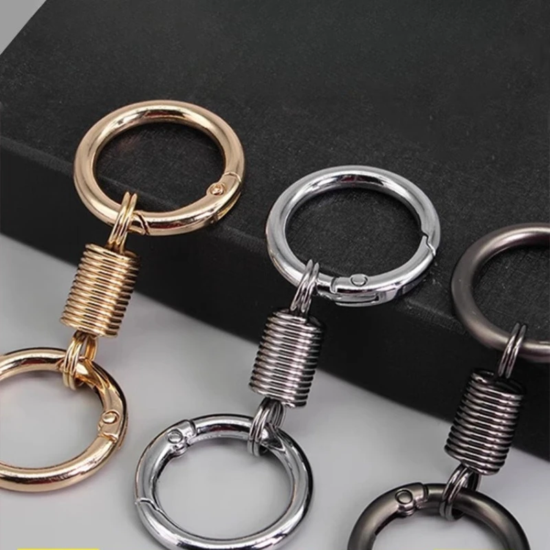 Spring Premium Double Ring Keychain New Sensory Ring Waist Pendant Hanging Electric Vehicle Universal Car Keychain