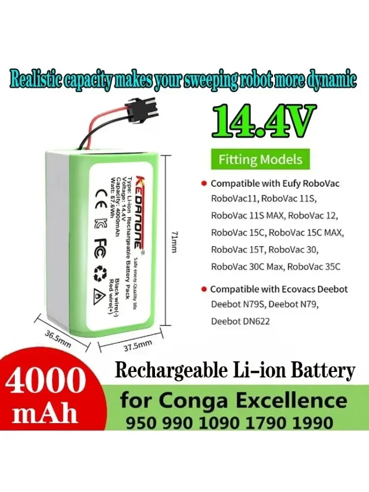 Nouvelle batterie 3200mAh INR18650 4S1P pour DEXP MMB-300 X500 X520 Xfemale Mamibot EXVACcondeed EXVAC880 Robot Aspirateur Batterie