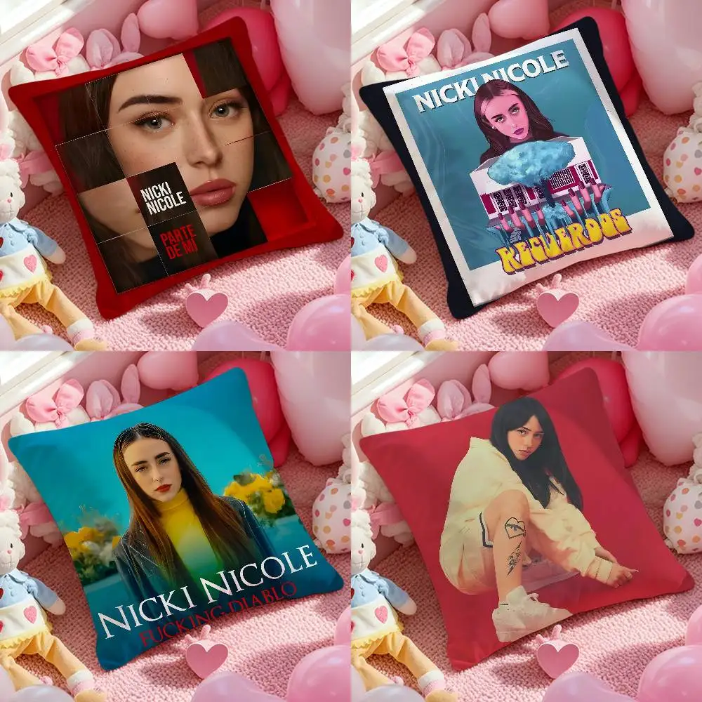 Funda de almohada con diseño de álbum Singer n-nicki Nicole, funda de almohada estampada para sala de estar, funda de cojín para sofá y decoración de dormitorio