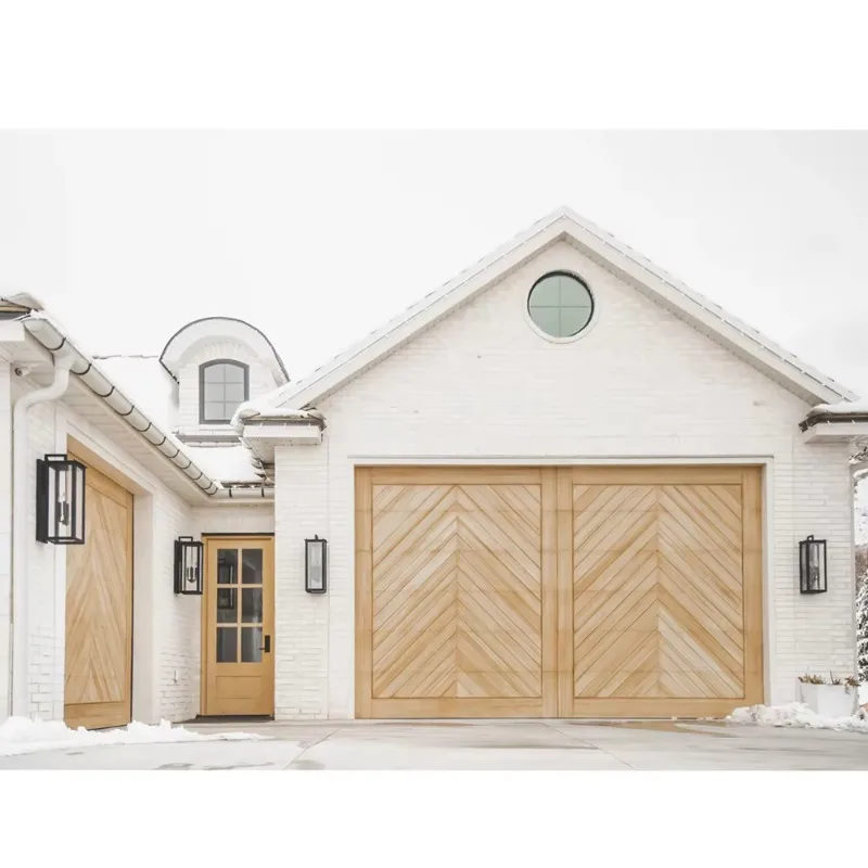 

Smart Opener Lightweight Wooden Garage Door Modern Pattern Sectional Overhead Door