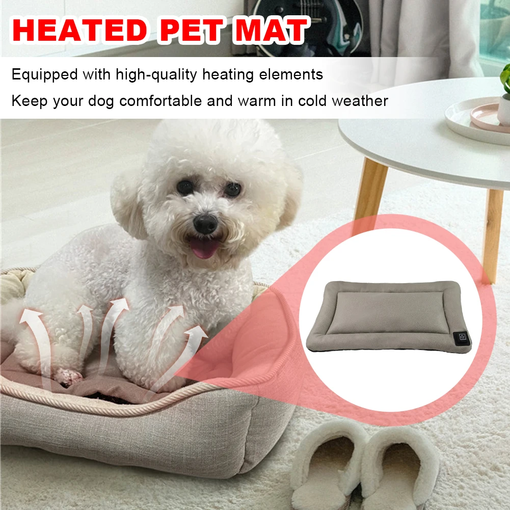 Pet Heating Pad Waterproof Cat Warmer Mat Adjustable Temperature Heated Mat Warmer for Pets Deds Blankets and Kennel