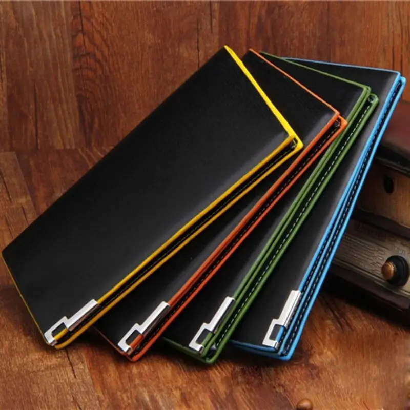 

Мужской деловой длинный кожаный двойной держатель для удостоверений личности, кошелек, бумажник, бумажник, держатель для денег, сумка, тонкий клатч