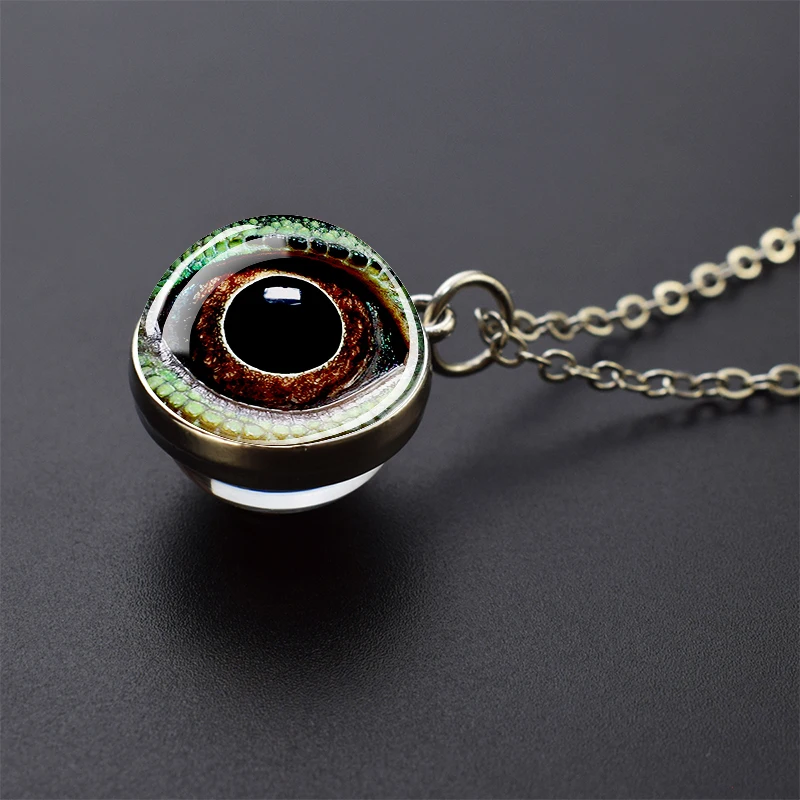 Dragon Evil Eyes Necklaces Animal Eagle Eye Double Sided Glass Ball Pendant Necklace for Men Women Dinosaur Eyes Fashion Jewelry