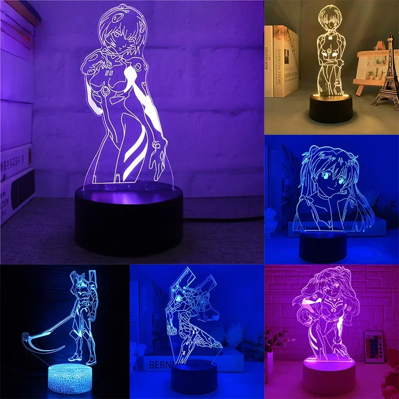 Anime EVANGELION EVA 3d Led Lampe für Schlafzimmer Dekoration Kawaii Nachtlicht Acryl Led Nachtlicht Ayanami Rei Figur Kinder Geschenke