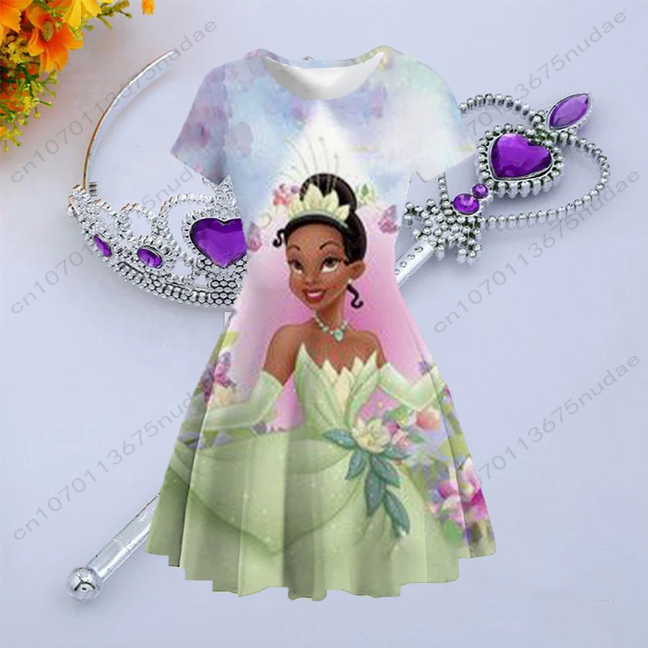 Baby Dresses 2022 New Kids Baby Crew Neck Short Sleeve Dress Disney Princess Dress Printed Baby Dresses